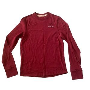 Hollister men’s  burgundy long sleeve rib henley pullover top size medium